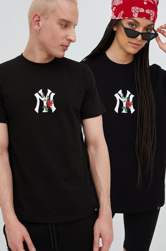 μαύρο Βαμβακερό μπλουζάκι 47brand Mlb New York Yankees Unisex