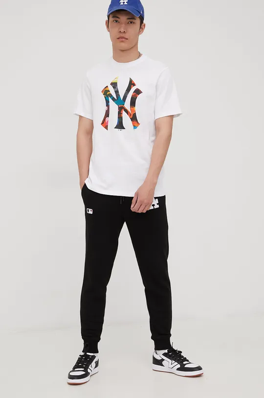 Βαμβακερό μπλουζάκι 47 brand Mlb Los Angeles Dodgers λευκό