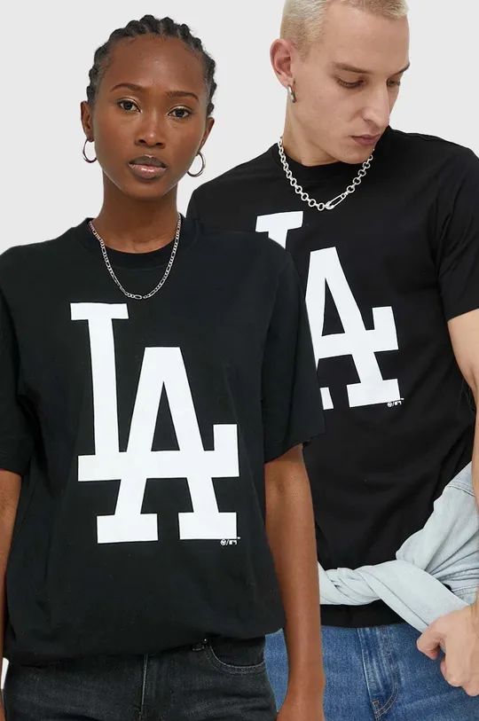 czarny 47brand t-shirt bawełniany MLB Los Angeles Dodgers Unisex