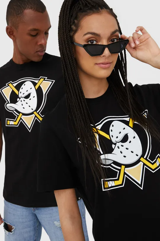 чёрный Хлопковая футболка 47 brand NHL Anaheim Ducks Unisex