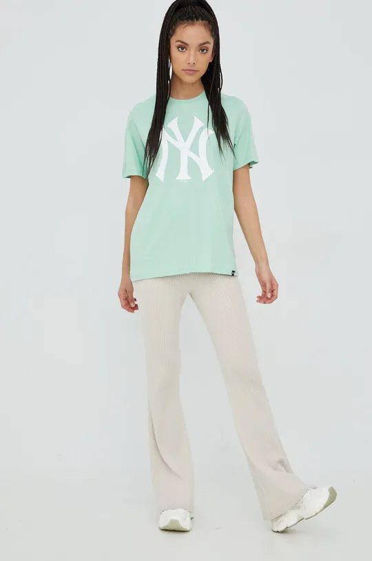 Бавовняна футболка 47brand Mlb New York Yankees зелений