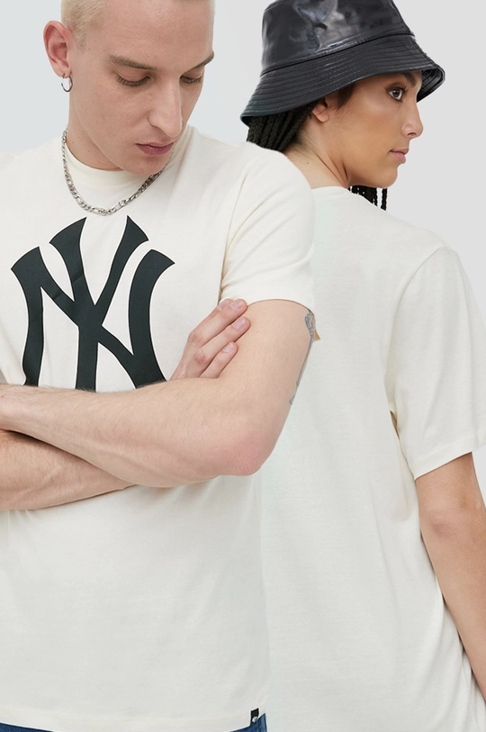 μπεζ Βαμβακερό μπλουζάκι 47brand Mlb New York Yankees Unisex