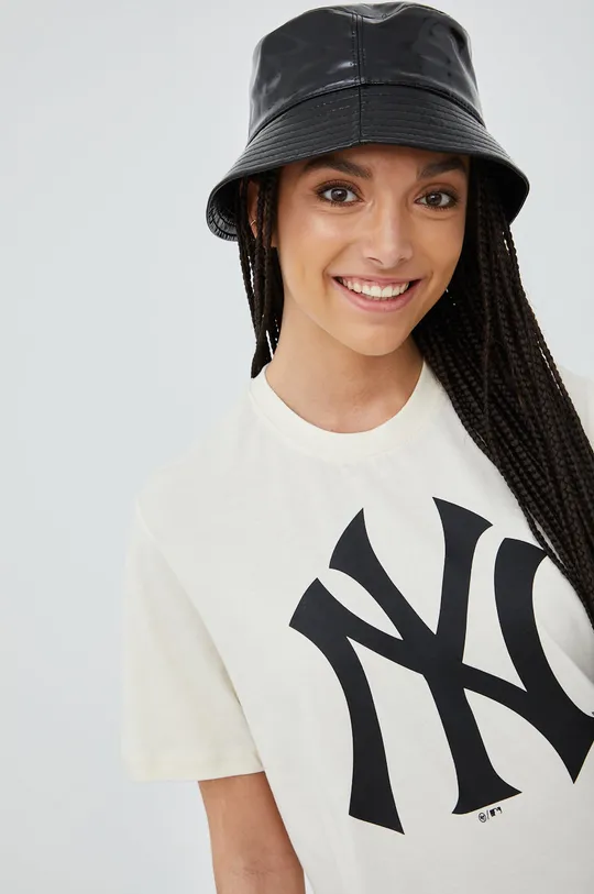 beżowy 47brand t-shirt bawełniany MLB New York Yankees