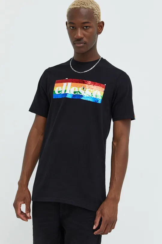 Bombažna kratka majica Ellesse Rainbow Pack črna