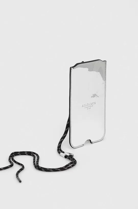 AllSaints pokrowiec na telefon skórzany CYBELE PHONE HOLDER srebrny