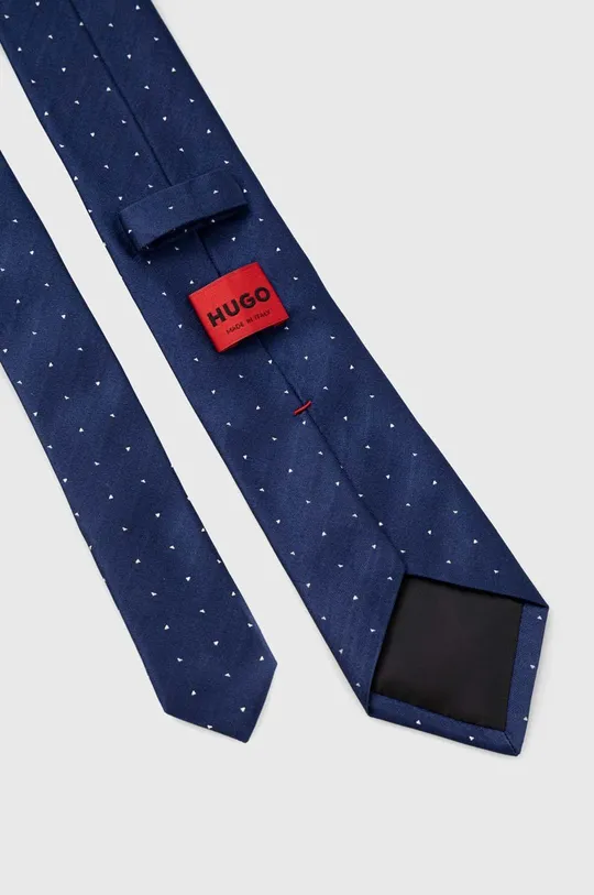 Μεταξωτή γραβάτα HUGO σκούρο μπλε