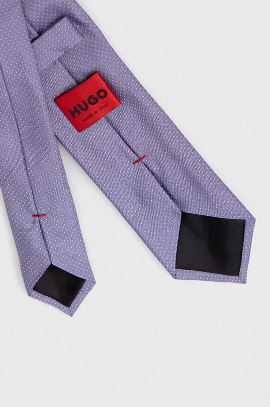 HUGO krawat jedwabny fioletowy