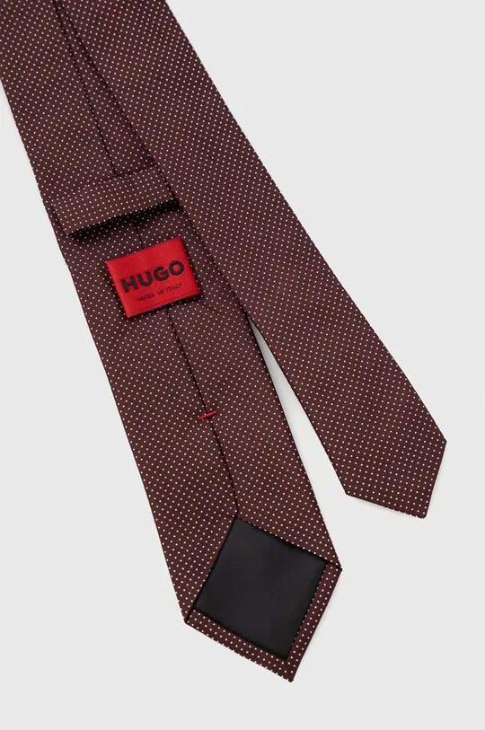 Шовковий галстук HUGO коричневий