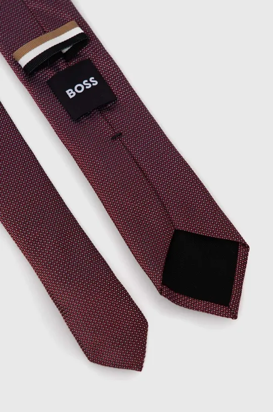 Γραβάτα σε μείγμα μεταξιού BOSS μπορντό