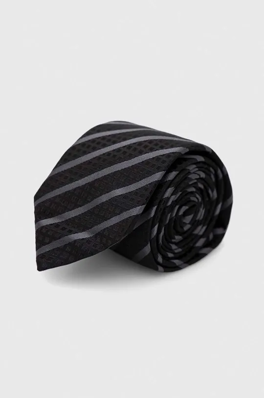 czarny HUGO krawat jedwabny Męski
