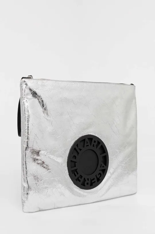 Usnjena večerna torbica Karl Lagerfeld srebrna