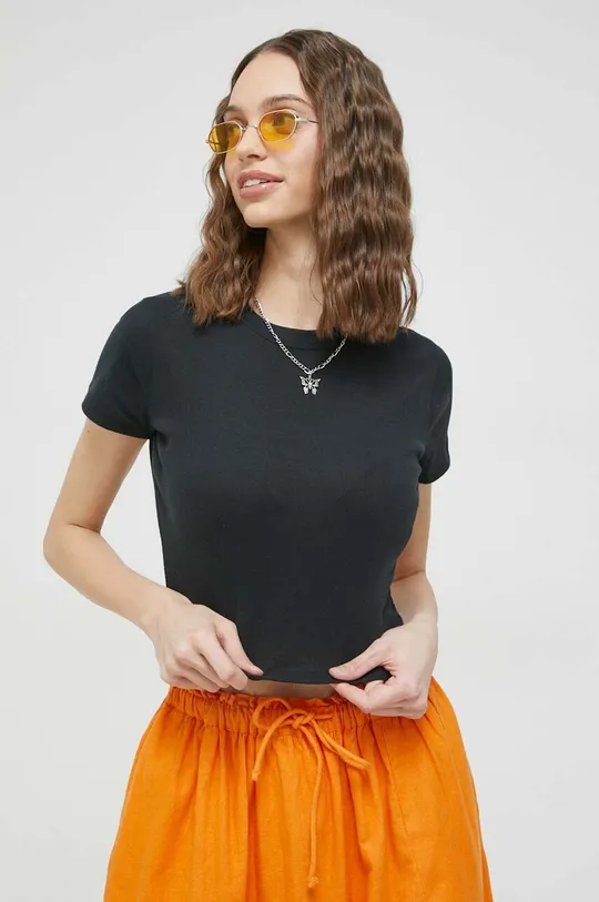 μαύρο Βαμβακερό μπλουζάκι Hollister Co. Γυναικεία