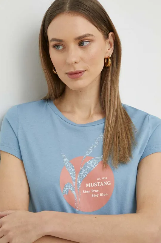 plava Pamučna majica Mustang Ženski