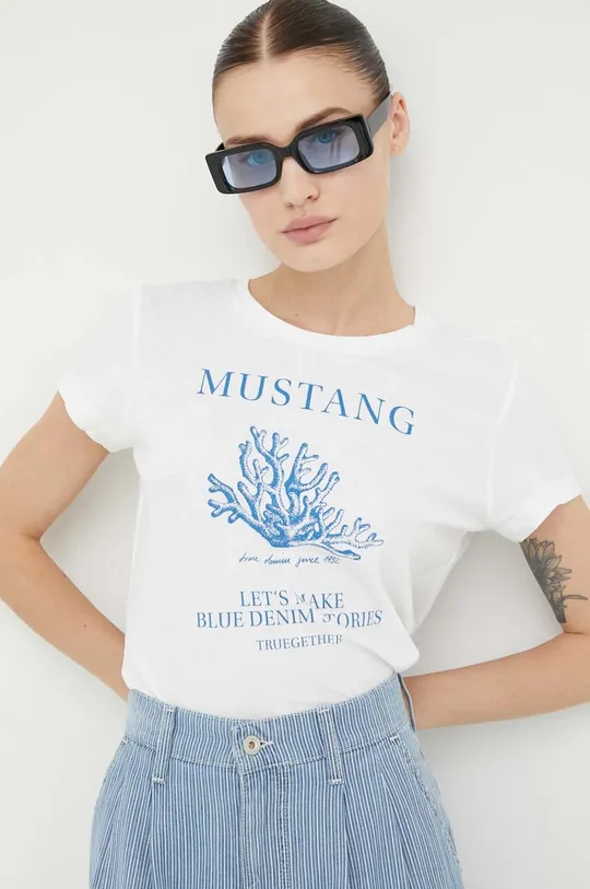 bijela Pamučna majica Mustang Ženski