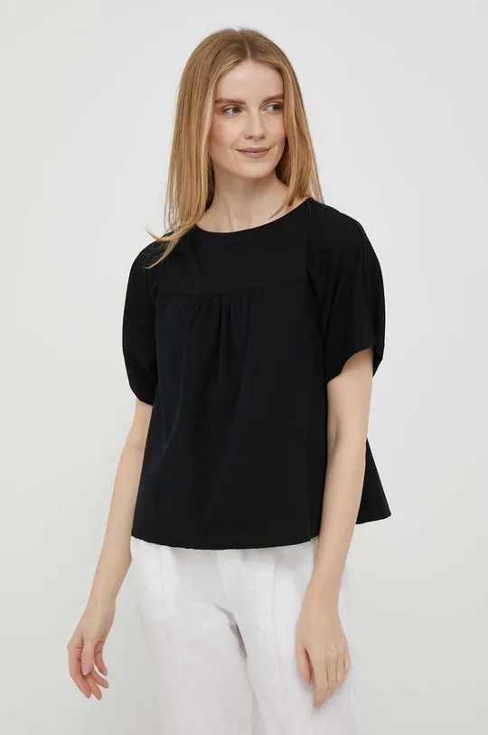 μαύρο Βαμβακερή μπλούζα Sisley Γυναικεία