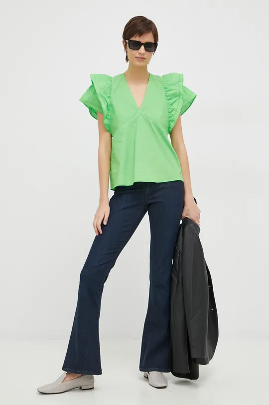 зелений Бавовняна блузка Tommy Hilfiger Жіночий