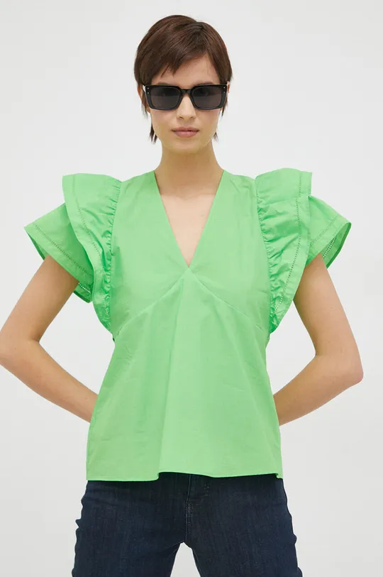 Бавовняна блузка Tommy Hilfiger зелений