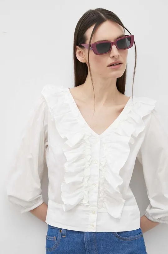 λευκό Βαμβακερό πουκάμισο Wrangler Γυναικεία