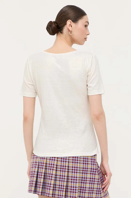 Λευκό μπλουζάκι Morgan  55% Λινάρι, 45% Πολυεστέρας