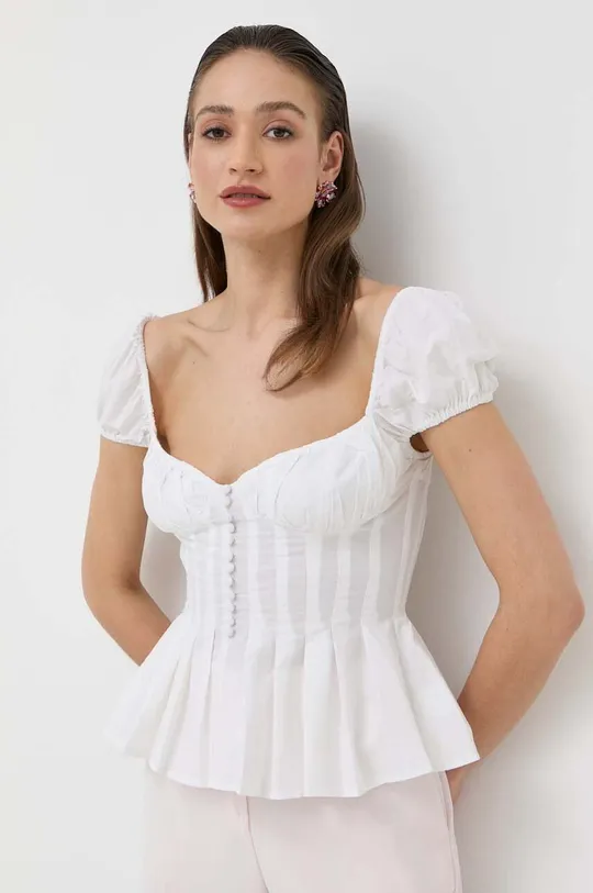 λευκό Βαμβακερή μπλούζα Bardot