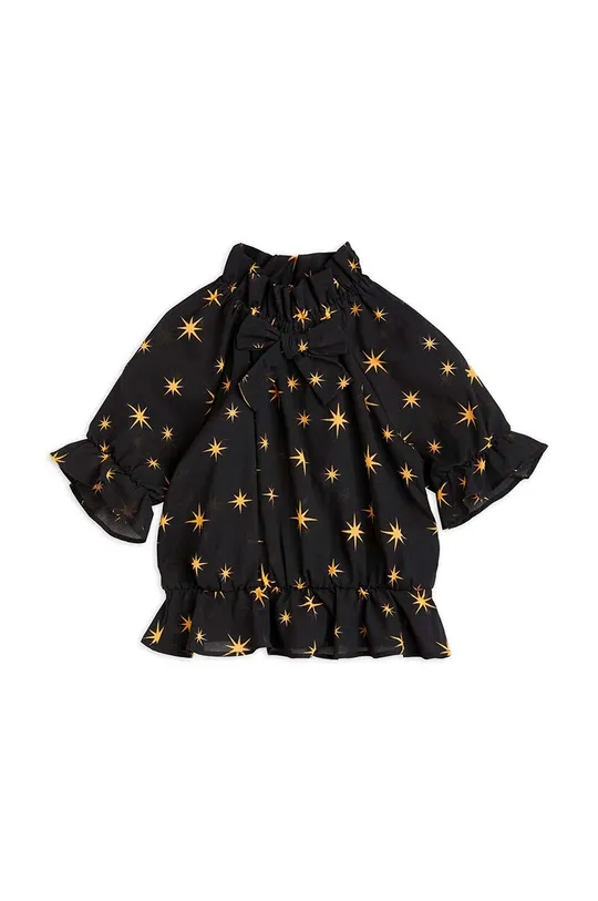 чёрный Детская хлопковая блузка Mini Rodini Для девочек