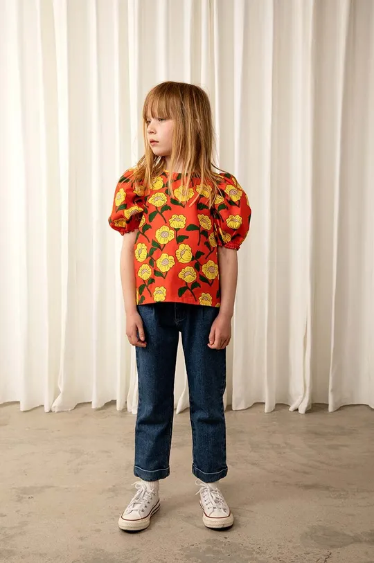 оранжевый Детская хлопковая блузка Mini Rodini Для девочек