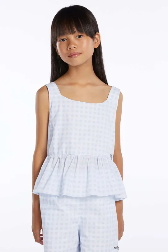 блакитний Дитяча бавовняна блузка Guess Для дівчаток
