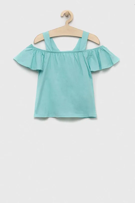 бирюзовый Детская хлопковая блузка United Colors of Benetton Для девочек