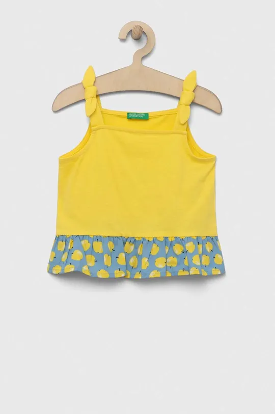 żółty United Colors of Benetton bluzka bawełniana dziecięca Dziewczęcy
