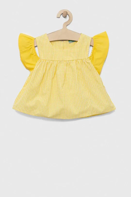 żółty United Colors of Benetton bluzka bawełniana dziecięca Dziewczęcy