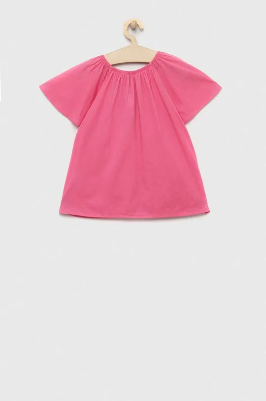 Детская хлопковая блузка United Colors of Benetton розовый