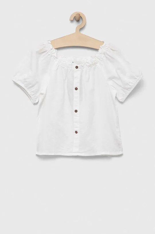 biały United Colors of Benetton bluzka lniana dziecięca Dziewczęcy