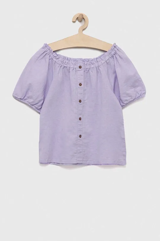 фіолетовий Дитяча льняна блузка United Colors of Benetton Для дівчаток