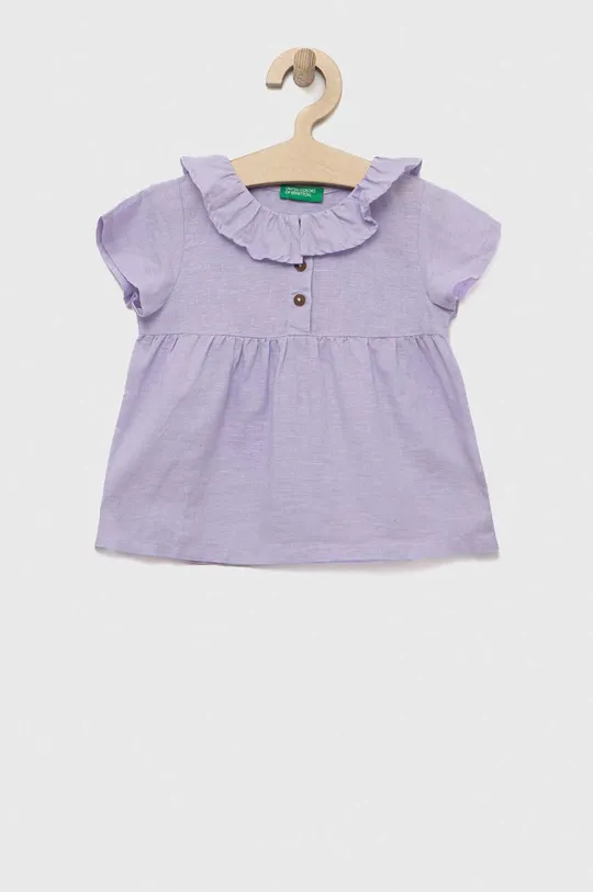 ljubičasta Dječja lanena bluza United Colors of Benetton Za djevojčice