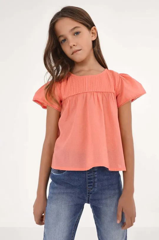 oranžna Otroška bombažna bluza Mayoral Dekliški