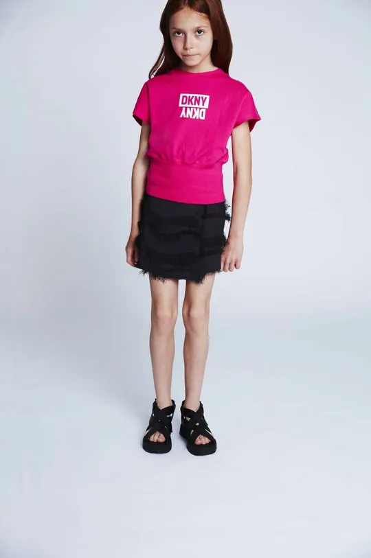 рожевий Дитяча бавовняна футболка Dkny Для дівчаток