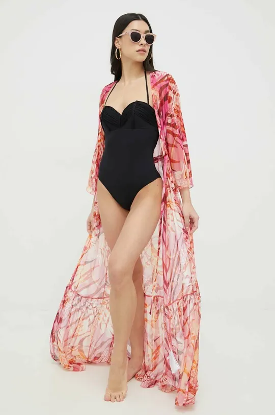 šarena Ogrtač za plažu s primjesom svile Guess Ženski