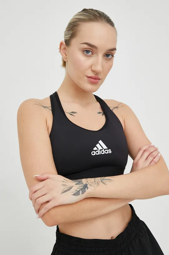 μαύρο Αθλητικό σουτιέν adidas Performance PowerReact Γυναικεία