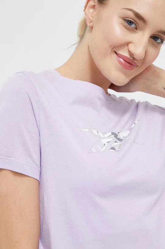 fioletowy Reebok t-shirt bawełniany