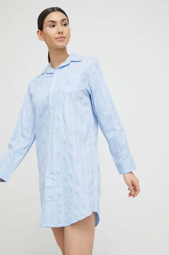 niebieski Lauren Ralph Lauren koszula piżamowa bawełniana Damski
