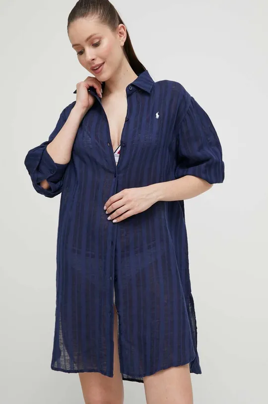 темно-синій Лляна пляжна сорочка Polo Ralph Lauren Жіночий