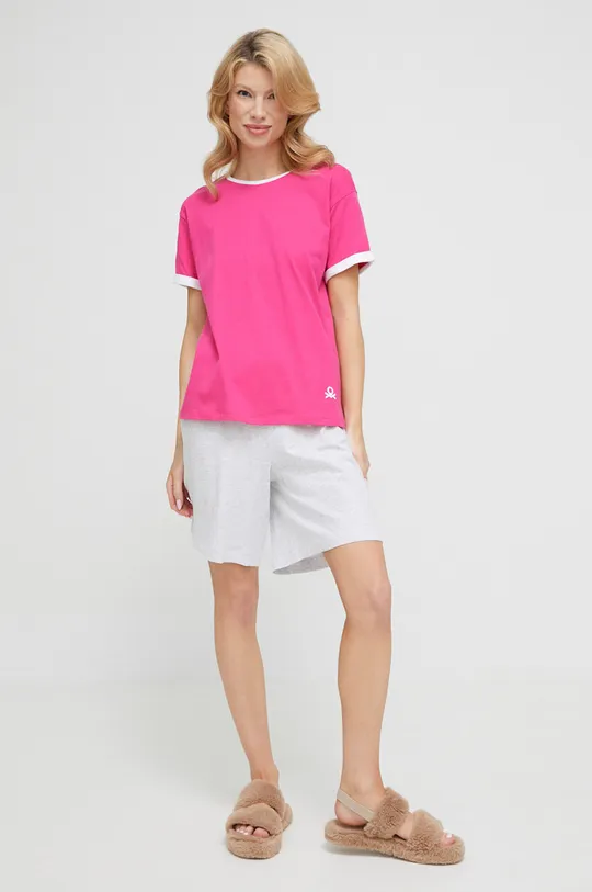 ροζ Βαμβακερές πιτζάμες United Colors of Benetton Γυναικεία