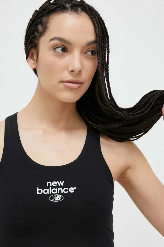 black New Balance sports bra Essentials Reimagined