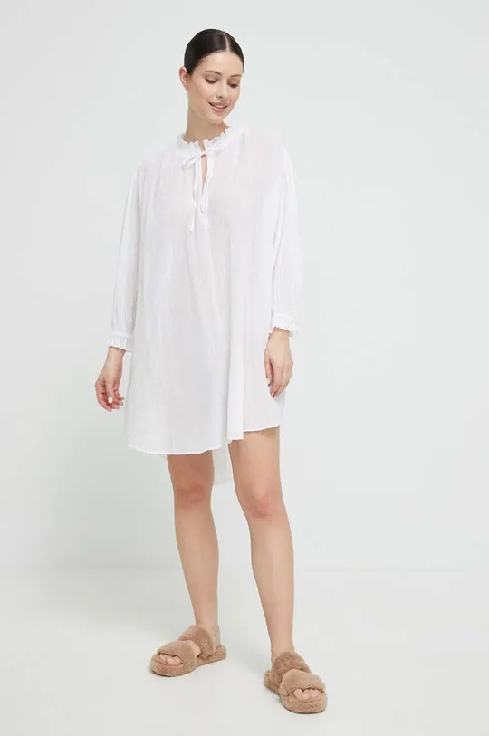 λευκό Βαμβακερό πουκάμισο πιτζάμα Polo Ralph Lauren Γυναικεία