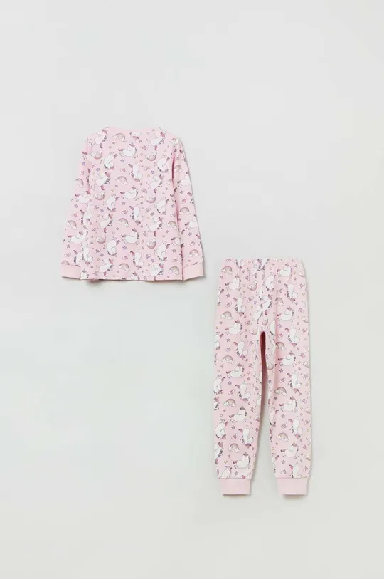 OVS piżama bawełniana dziecięca różowy