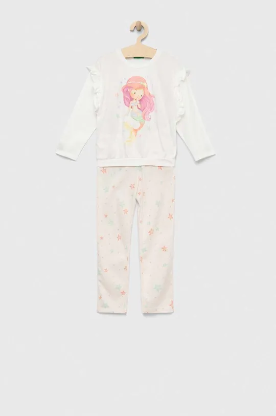 rózsaszín United Colors of Benetton gyerek pamut pizsama Lány