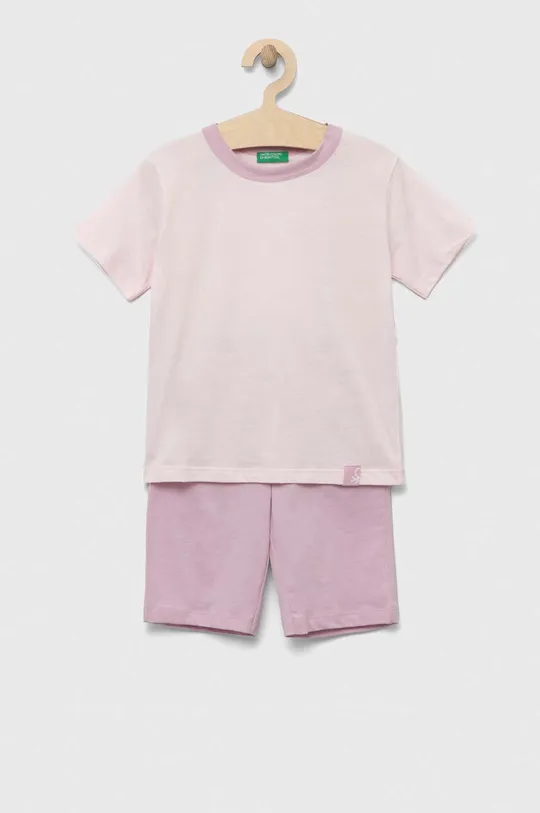 rózsaszín United Colors of Benetton gyerek pamut pizsama Lány