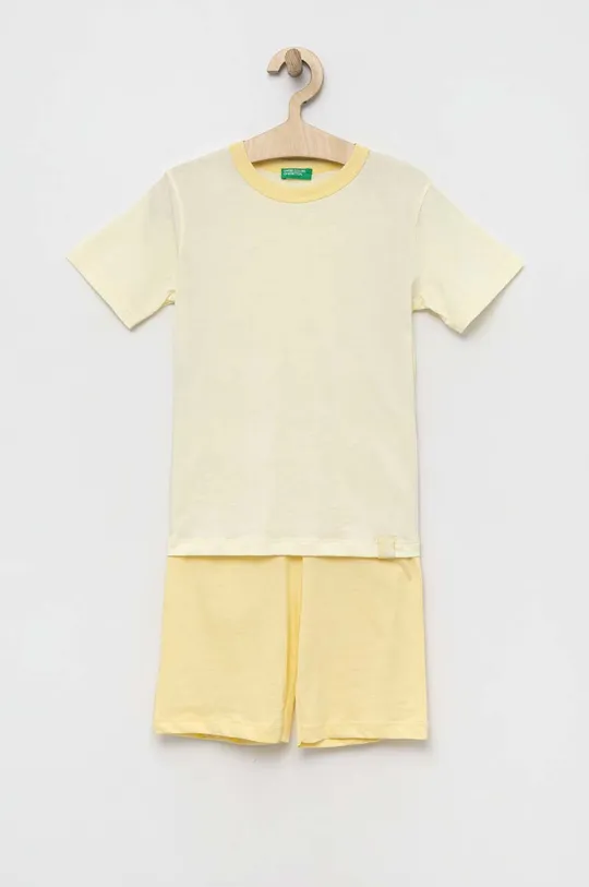sárga United Colors of Benetton gyerek pamut pizsama Lány