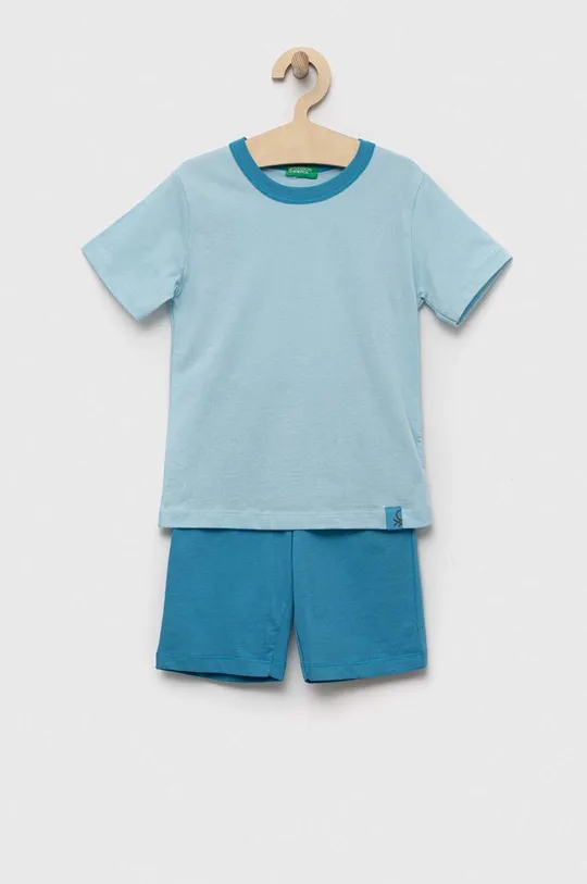 kék United Colors of Benetton gyerek pamut pizsama Lány