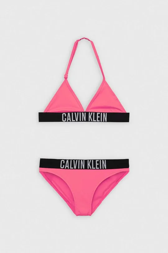 roza Dvodelne otroške kopalke Calvin Klein Jeans Dekliški